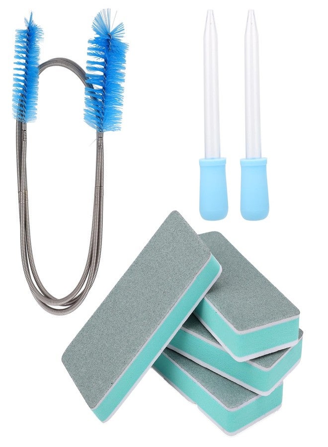Sinbana Aquarium Cleaning Tools Kit, Includes 4 Double Sided Sponge Scrubbers 2 Suction Cleaner Brushes & Water Pump Brush for Fish Tank Cleaning & Maintenance - Image 1